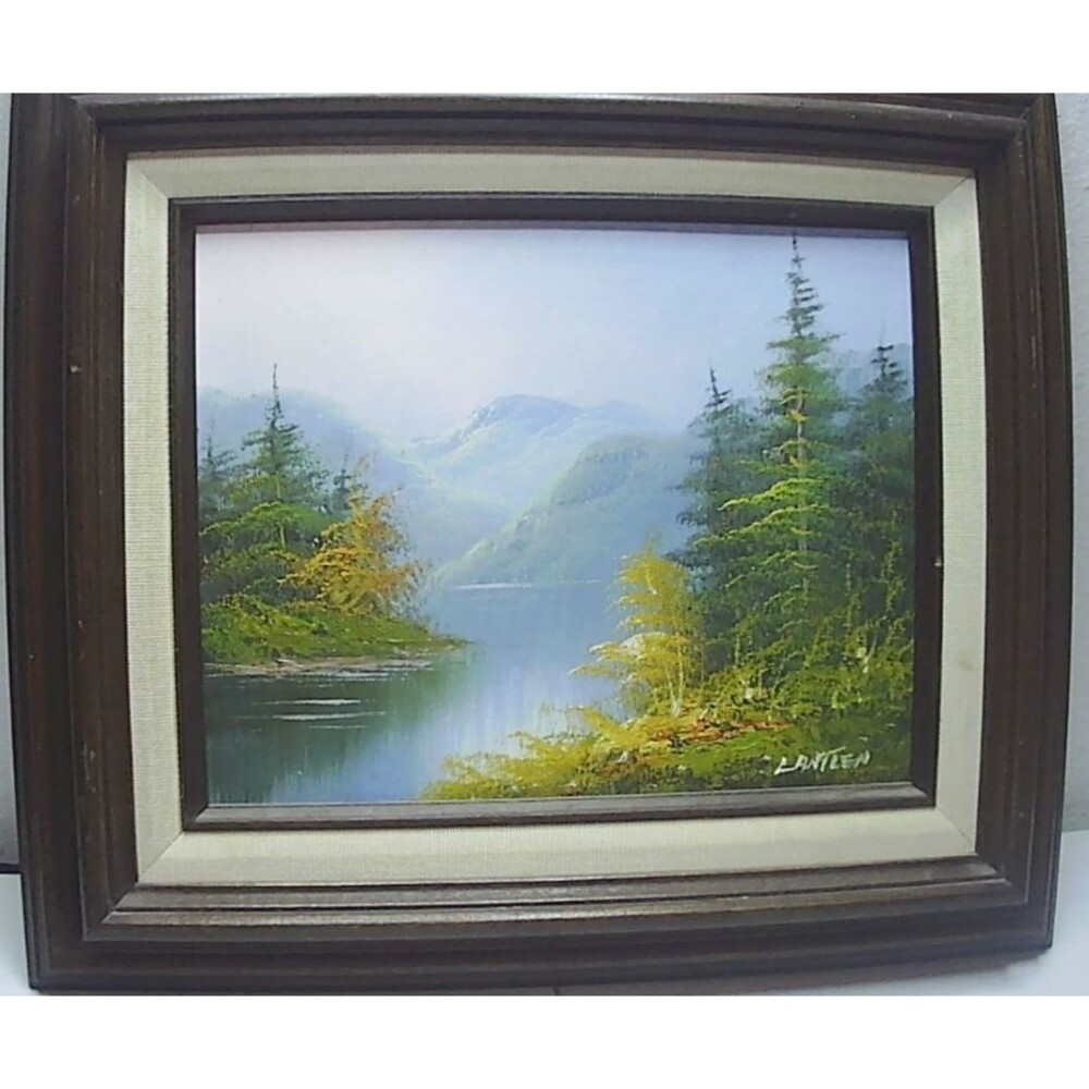 Vintage Oil Painting On Canvas Framed 10" ×8" signed Lantren
